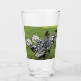 Black and White Bantam Chicken Collectors Beverage Glaskopp