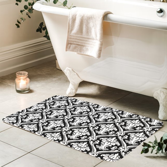Black and White Baroque Damask Pattern Badrumsmatta (Skapare uppladdad)