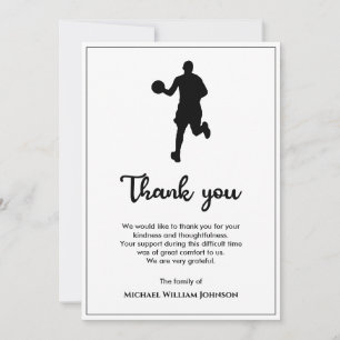 Black and White Basketball Player Funeral Memorial Tack Kort