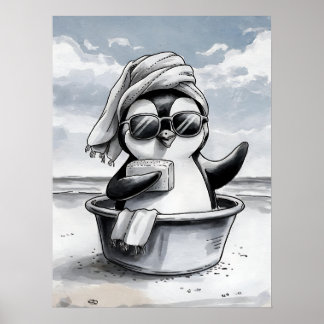 Black and White Bathroom Art, Funny, Modern, Wall Poster