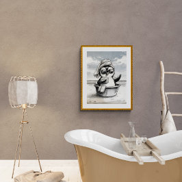 Black and White Bathroom Art, Funny, Modern, Wall Poster
