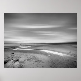 Black and White Beach Ligcape med tidal Stream Poster