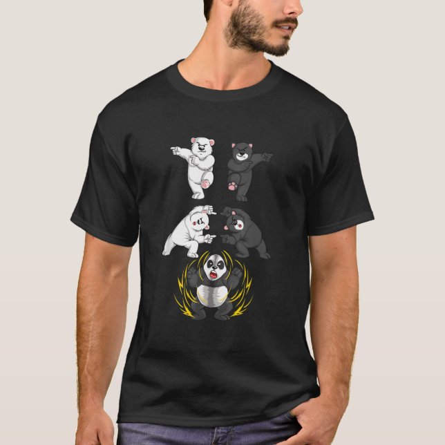 Black And White Bear Into Panda Fusion T Shirt (Framsida)