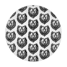 Black and White Bear's Face Ink Drawing