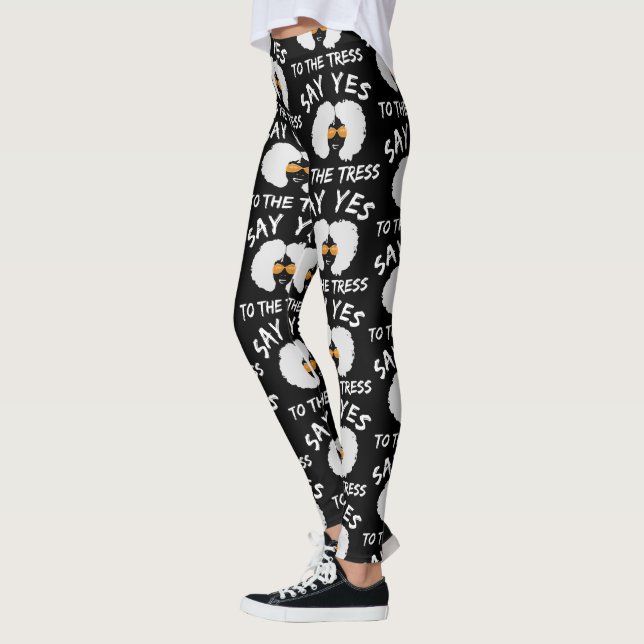 Black and White Big Afro säger Ja Leggings (Vänster)