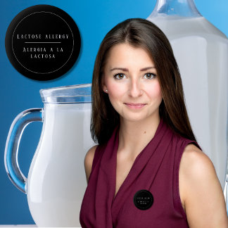 Black and White Bilingual Allergy Alert to Lactos Knapp