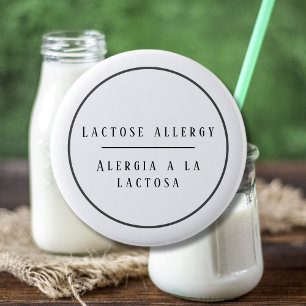 Black and White Bilingual Allergy Alert to Lactos Knapp