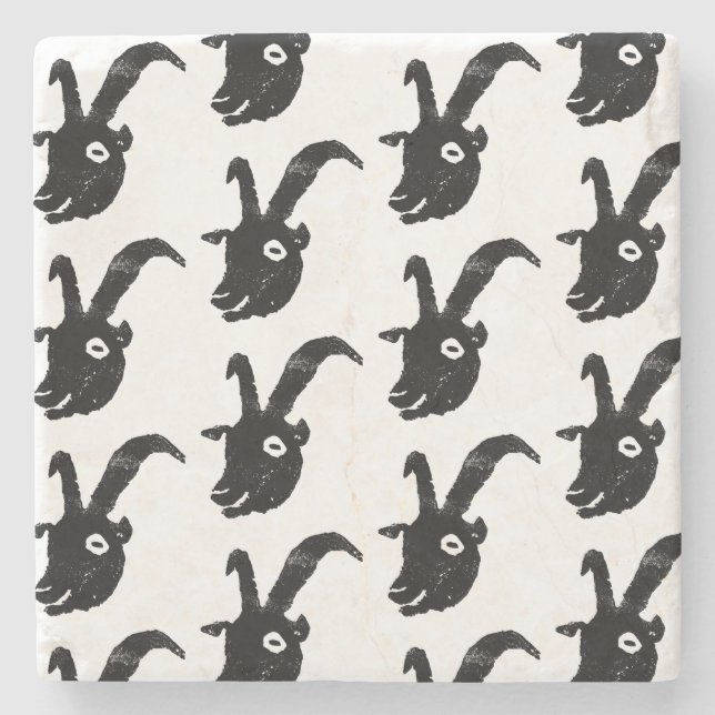 Black and White Billy Goat Potato Print Stenunderlägg (Framsidan)