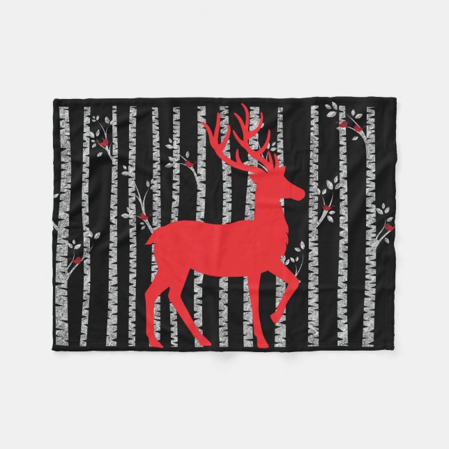 Black and White Birch Forest Fleece Blanket (Framsidan (Horisontell))