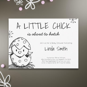 Black and White Bird Hatching Baby Shower Inbjudningar