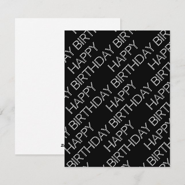 Black and white birthday card julkort (Fram/baksida)