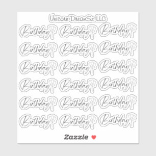 Black and White Birthday Stickers Klistermärken