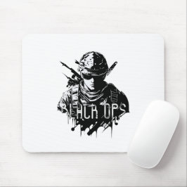 Black and White Black Ops Mousepad Musmatta