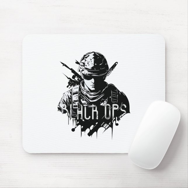 Black and White Black Ops Mousepad Musmatta (Med mus)