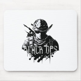 Black and White Black Ops Mousepad Musmatta