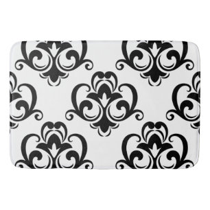 Black and White Blommigt Arabesque Badrumsmatta