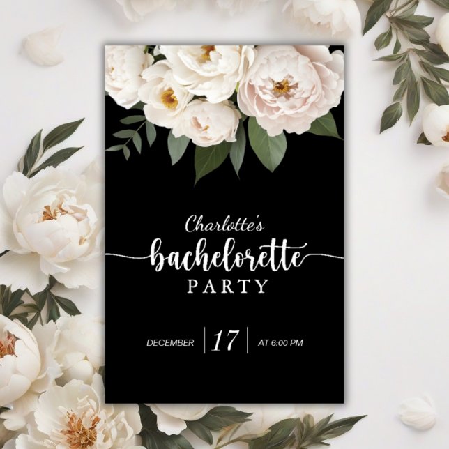 Black and White Blommigt Bachelorette Party Poster (Skapare uppladdad)