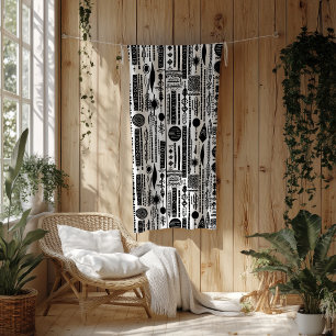 Black and White Boho Abstrakt Fleece Blanket