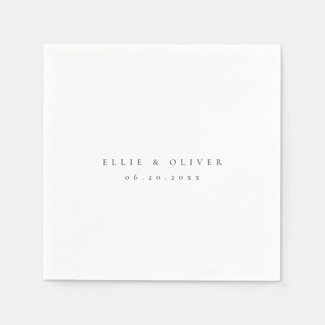 Black and White Boho Bröllop Modern Cocktail Pappersservett (Framsidan)