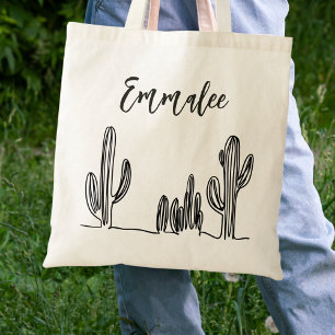 Black and White Boho Cactus Tygkasse