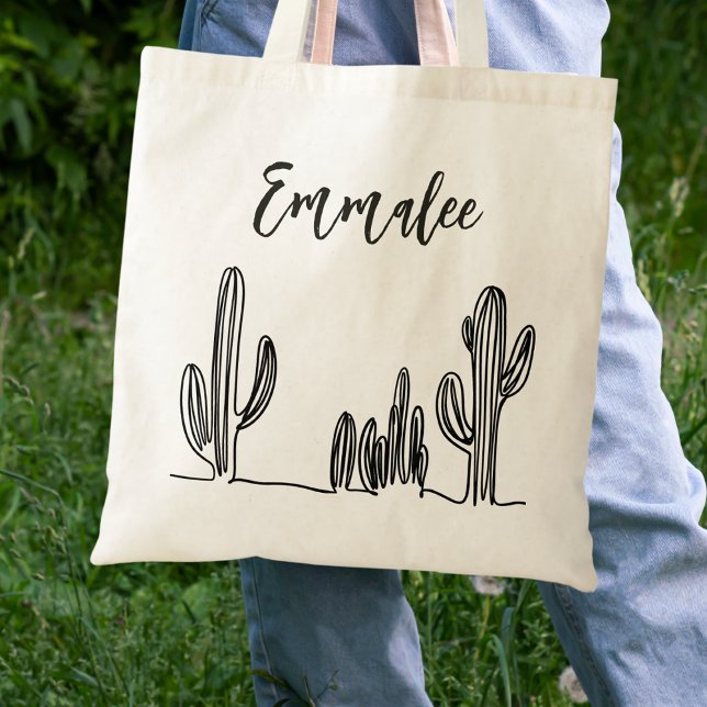 Black and White Boho Cactus Tygkasse (Skapare uppladdad)
