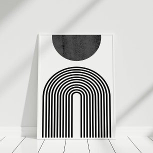 Black and White Boho Sol och Rainbow Wall Art Poster