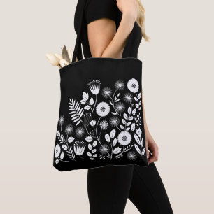 Black and White Boho Wildblomma Tygkasse