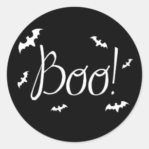 Black and White Boo! Halloween Runt Klistermärke