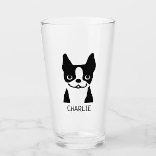 Black and White Boston Terrier Personlig Glaskopp