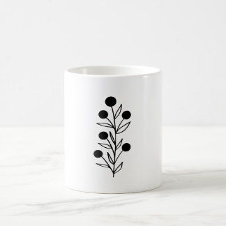 Black and White Botanical Line Art Kaffemugg