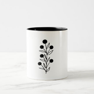 Black and White Botanical Line Art Två-Tonad Mugg