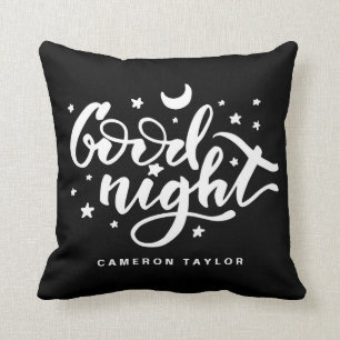 Black and White Bra Night Typography Nursery Kudde