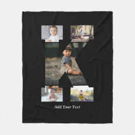 Black and White Brev K Photo Collage Fleecefilt