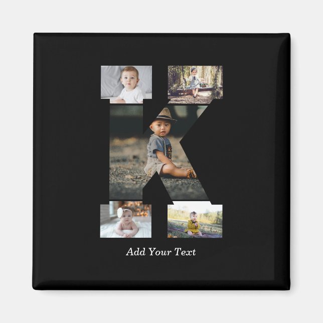 Black and White Brev K Photo Collage Magnet (Framsidan)