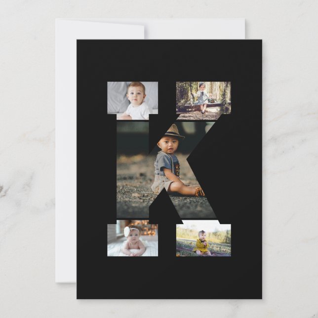 Black and White Brev K Photo Collage Meddelande (Framsida)