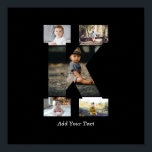 Black and White Brev K Photo Collage Poster<br><div class="desc">Det här engramsfotokollaget är en personlig som kombinerar ett fet monogram (initialer eller brev) med en samling foton som arrangeras på ett konstgjort sätt inom eller runt det. Det är ett snyggt sätt att visa minnen samtidigt som du lägger till en unik elegant till dekor eller presenter.</div>