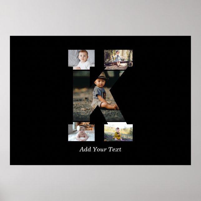 Black and White Brev K Photo Collage Poster (Framsidan)