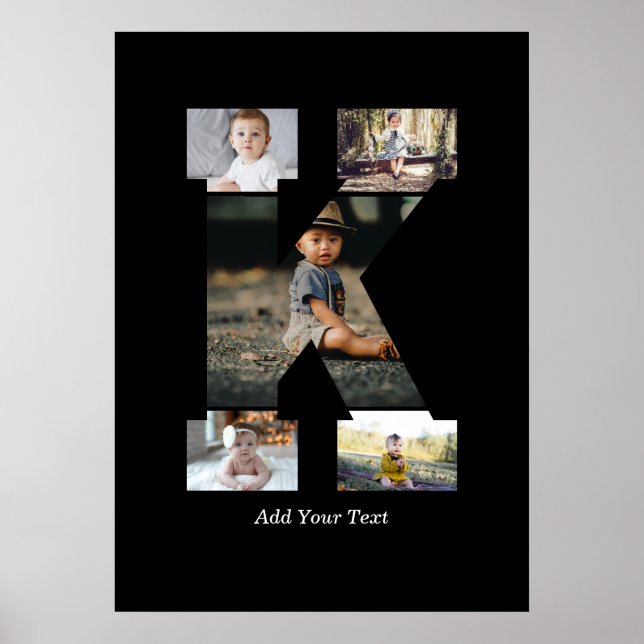 Black and White Brev K Photo Collage Poster (Framsidan)