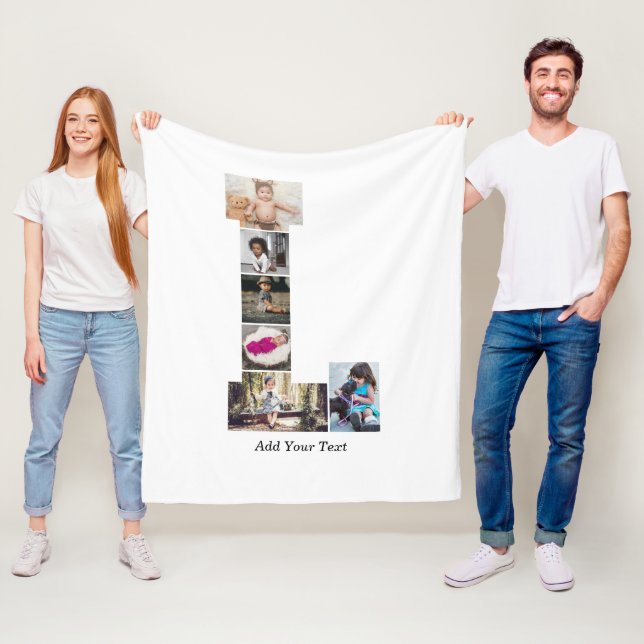 Black and White Brev L Photo Collage Fleecefilt (På plats)