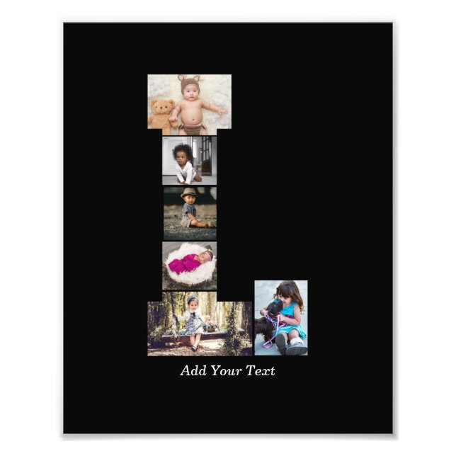 Black and White Brev L Photo Collage Fototryck (Framsidan)