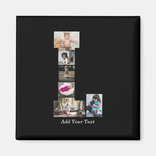 Black and White Brev L Photo Collage Magnet (Framsidan)