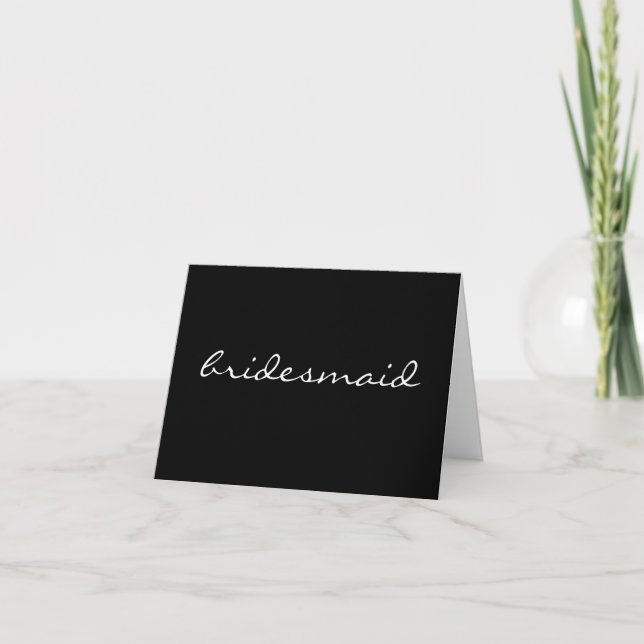 Black and White Bridesmaid Tack Kort (Framsida)