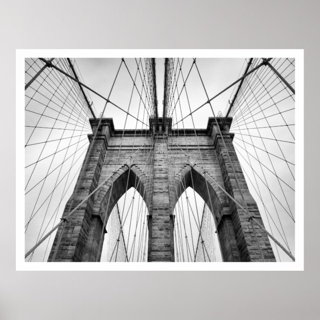 Black and White Brooklyn Bridge Close-up Poster (Framsidan)
