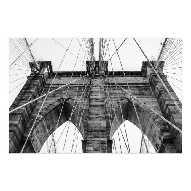 Black and White Brooklyn Bridge Photo NYC Fototryck (Framsidan)