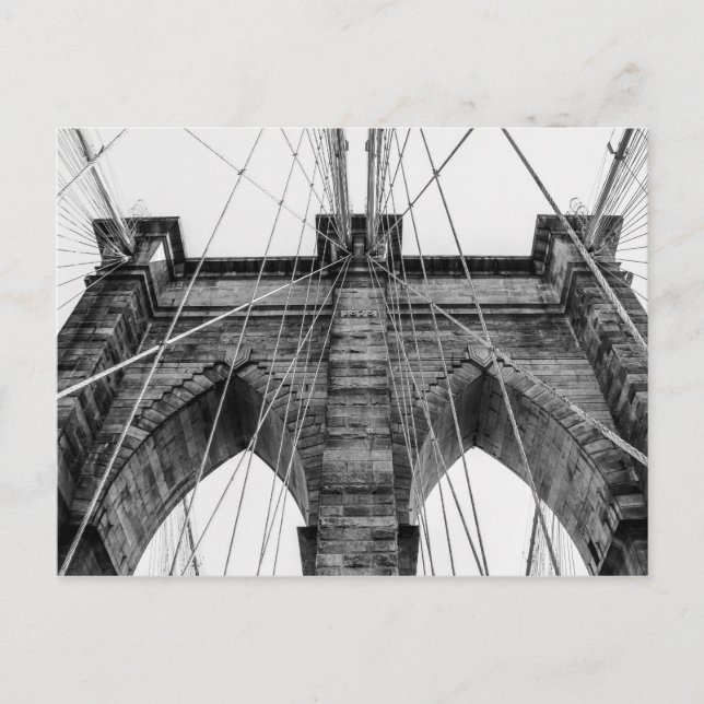 Black and White Brooklyn Bridge Photo NYC Vykort (Framsida)
