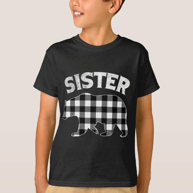 Black and White Buffalo Play Sister Bear Christma T Shirt (Framsida)