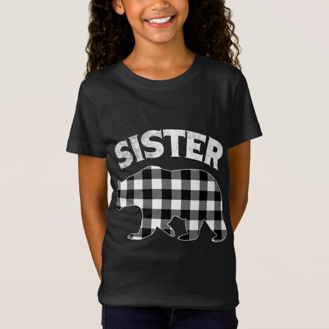 Black and White Buffalo Play Sister Bear Christma T Shirt (Framsida)