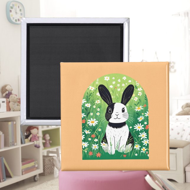 Black and White Bunny Magnet (Skapare uppladdad)