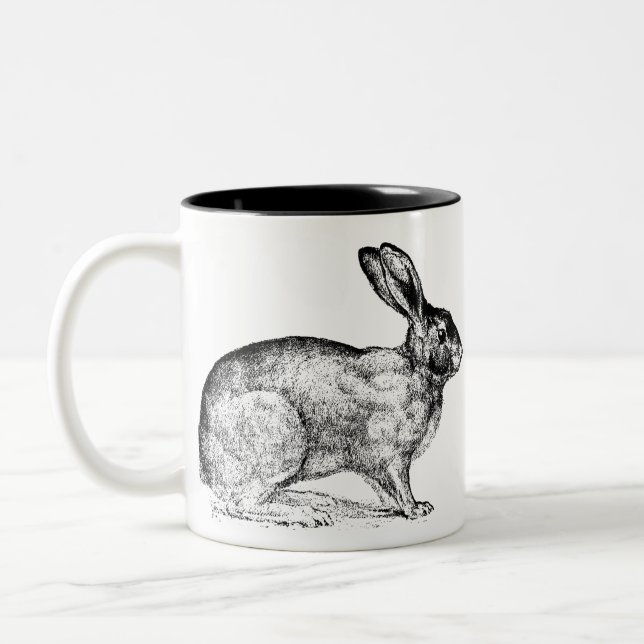 Black and White Bunny Rabbit Coffee Mugg (Vänster)