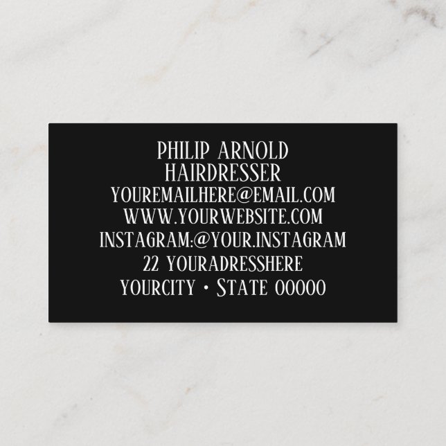 Black and white business card visitkort (Baksida)